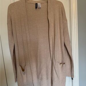Beige Open Front Cardigan